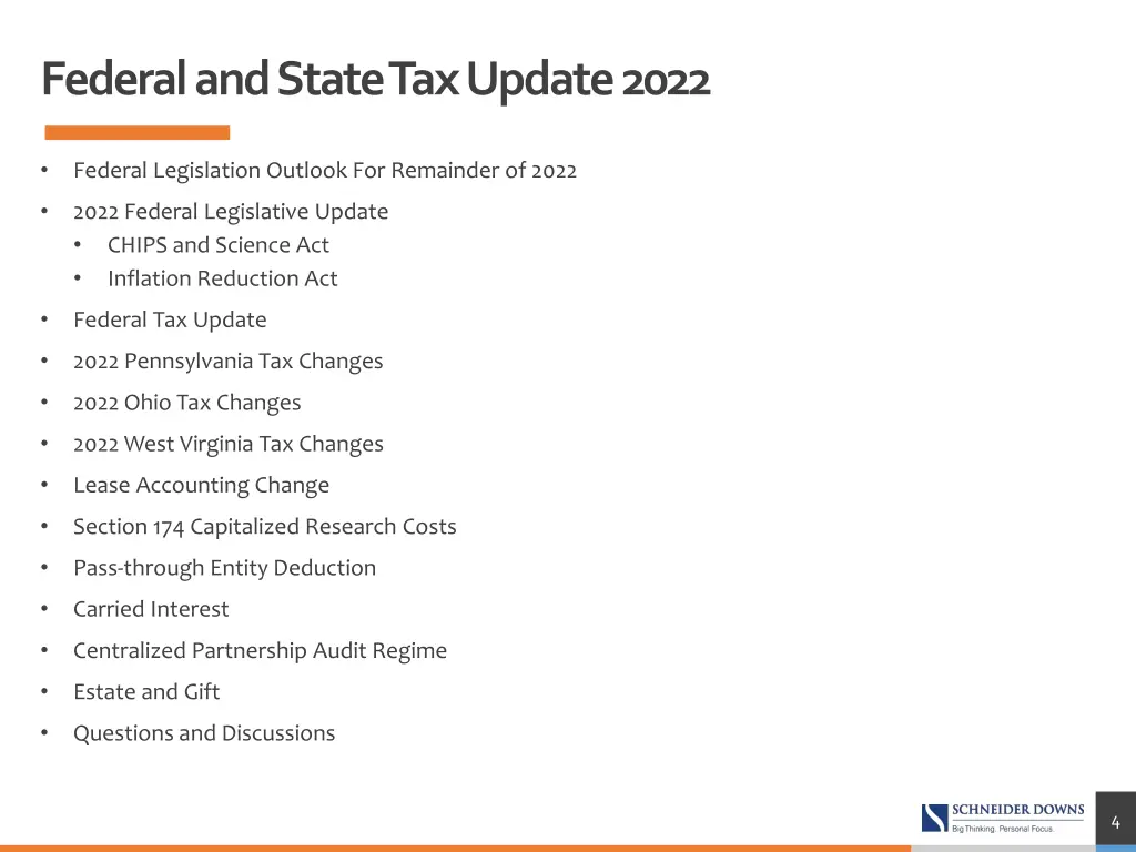 federal and state tax update 2022
