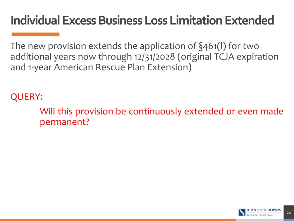 individual excess business loss limitation