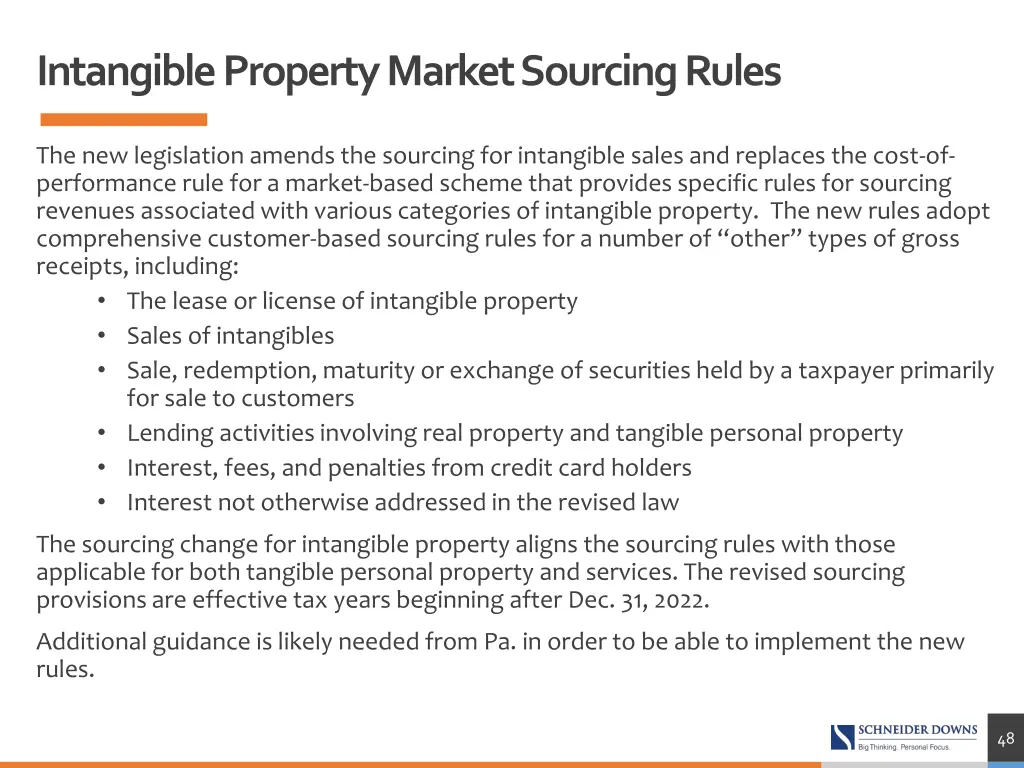 intangible property market sourcing rules