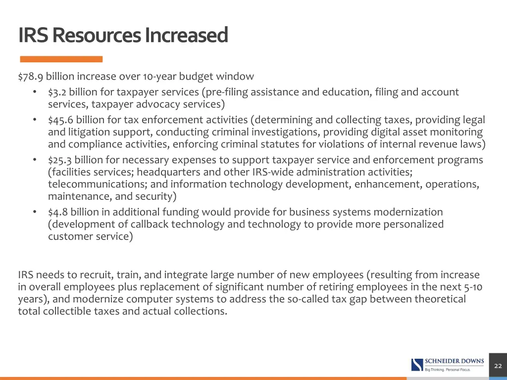 irs resources increased