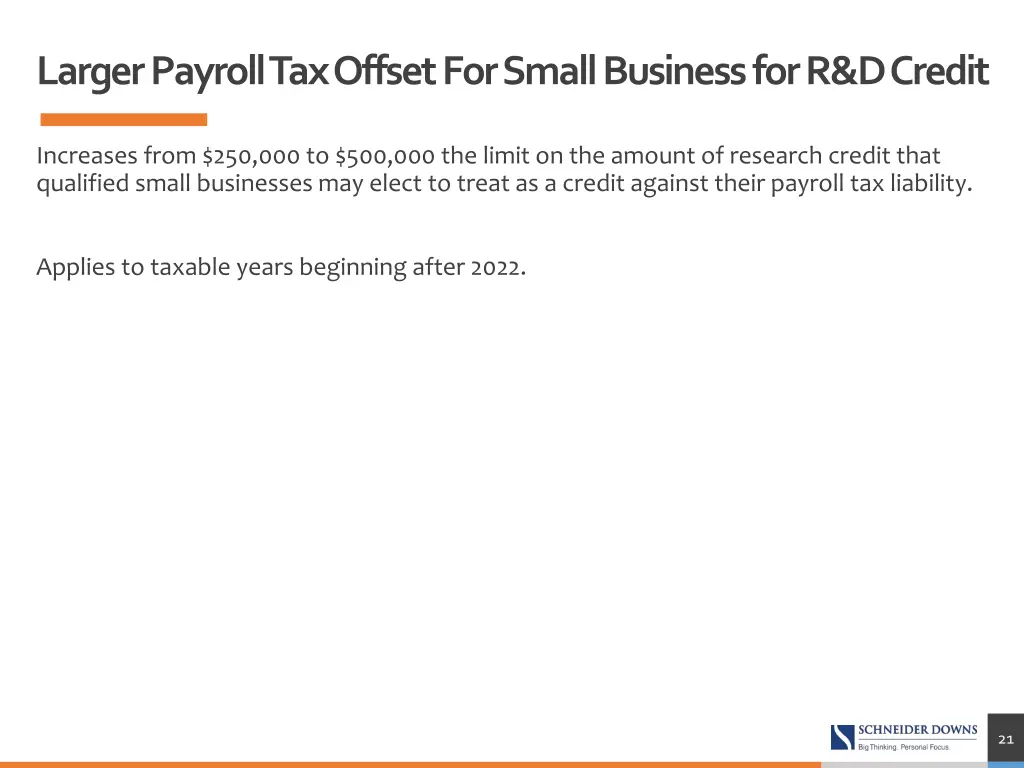 larger payroll tax offset for small business