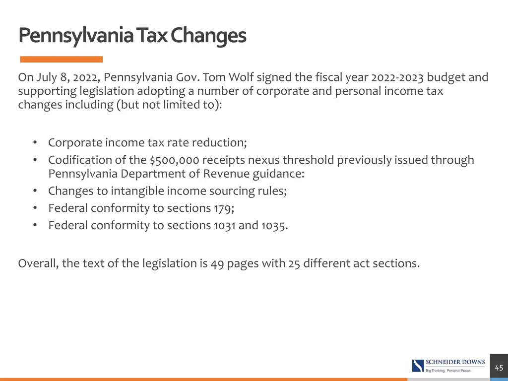 pennsylvania tax changes