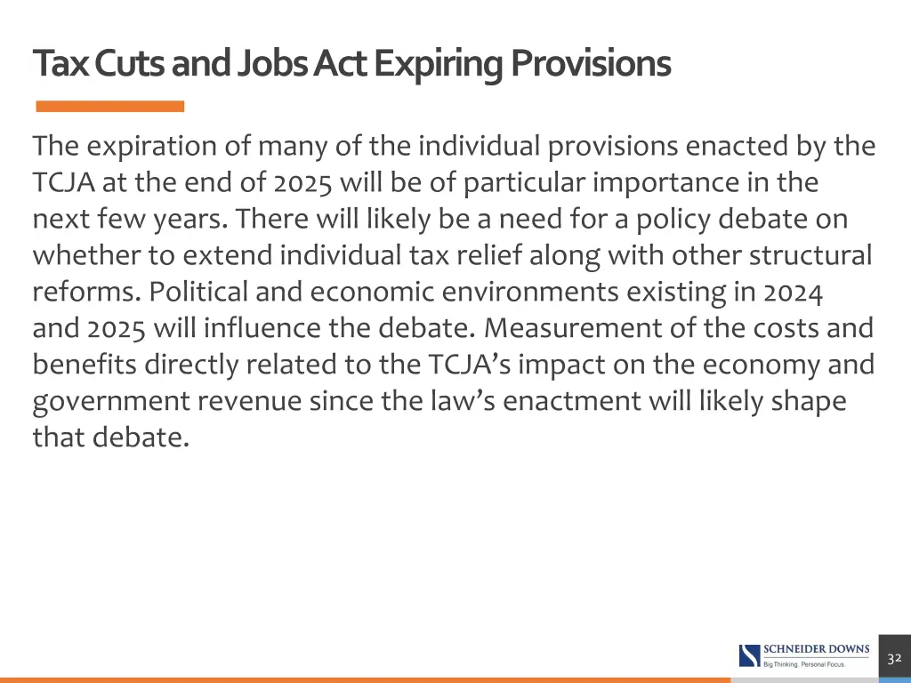 tax cuts and jobs act expiring provisions
