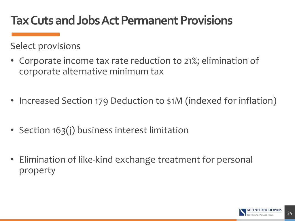 tax cuts and jobs act permanent provisions