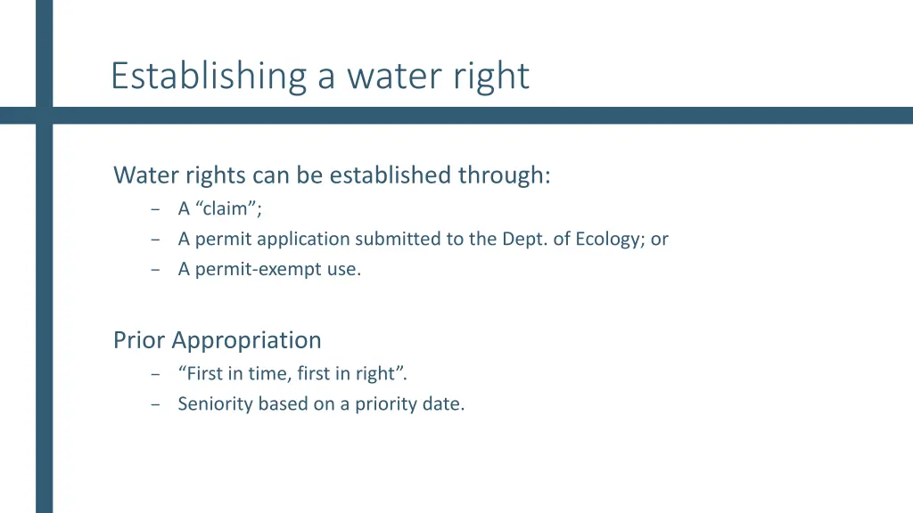 establishing a water right