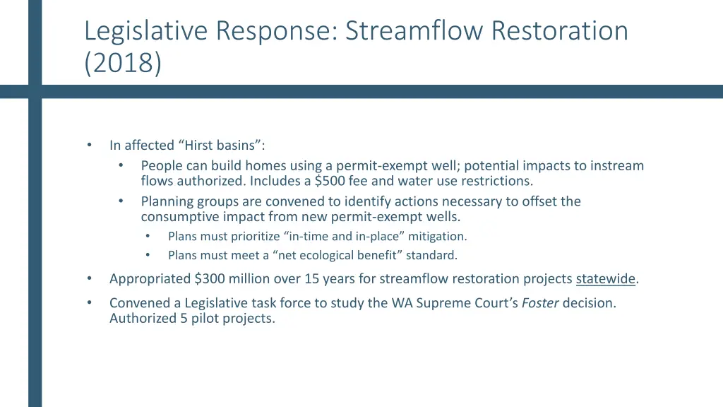 legislative response streamflow restoration 2018
