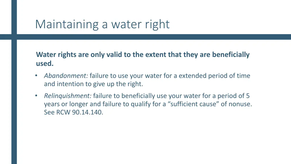 maintaining a water right