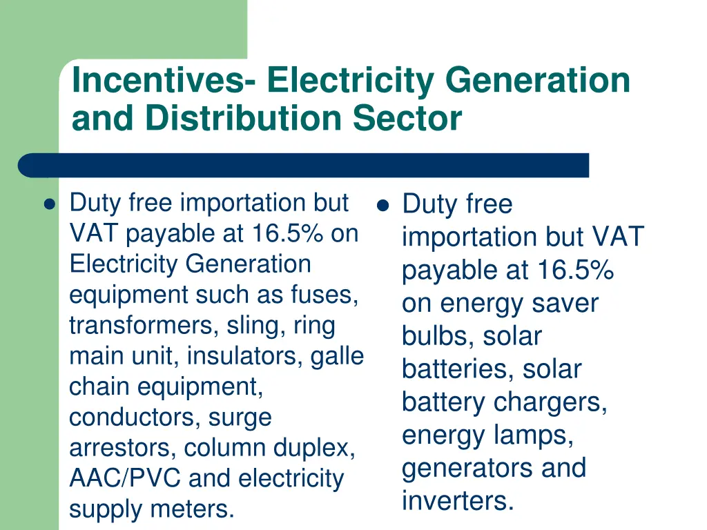 incentives electricity generation