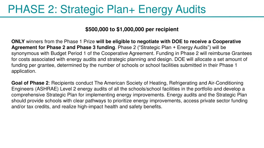 phase 2 strategic plan energy audits