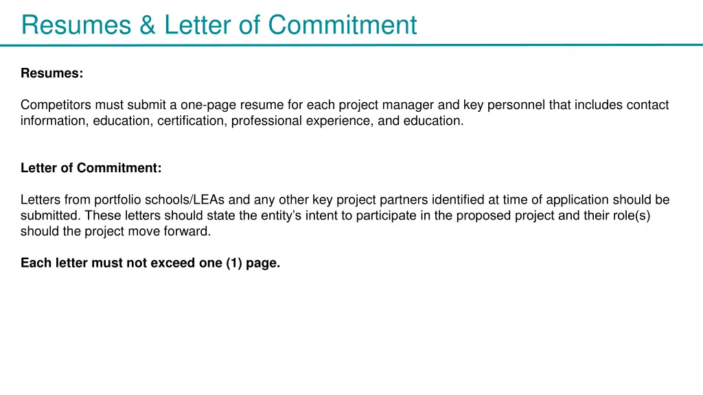 resumes letter of commitment