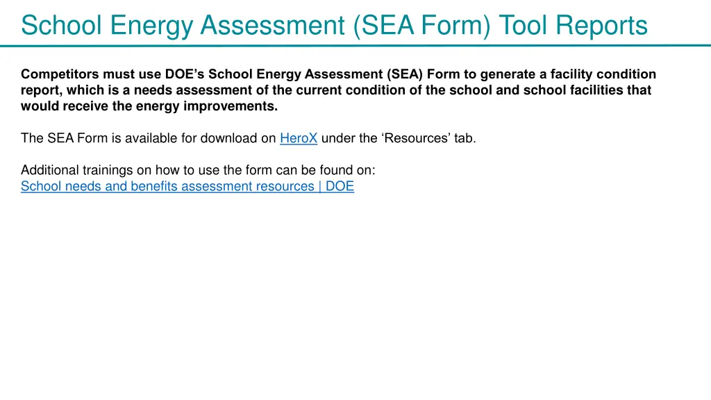 school energy assessment sea form tool reports