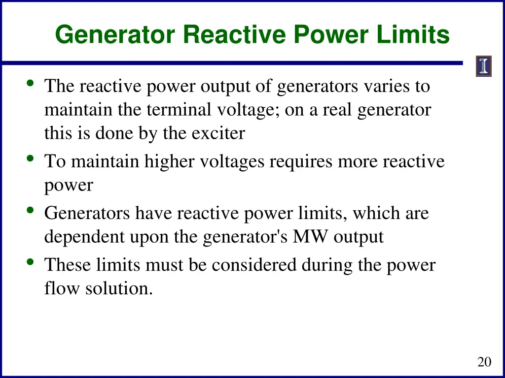 generator reactive power limits