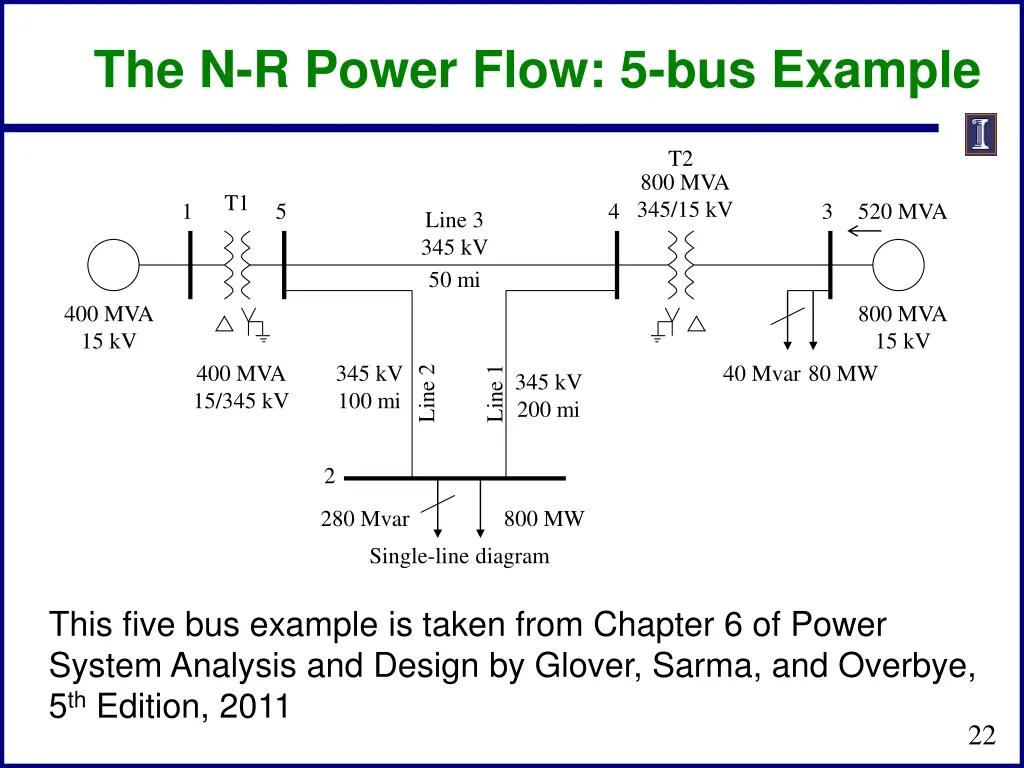 the n r power flow 5 bus example