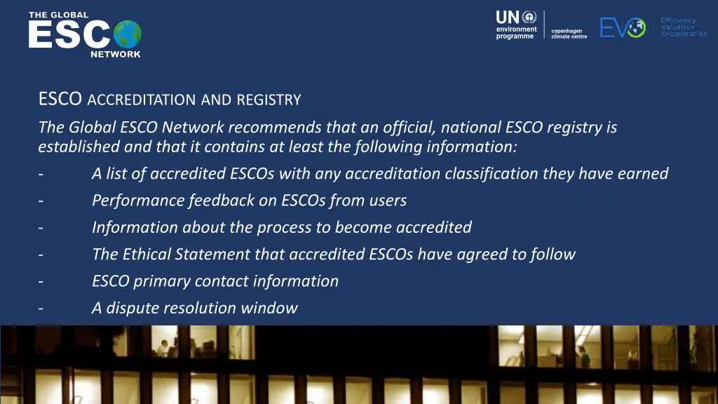esco accreditation and registry