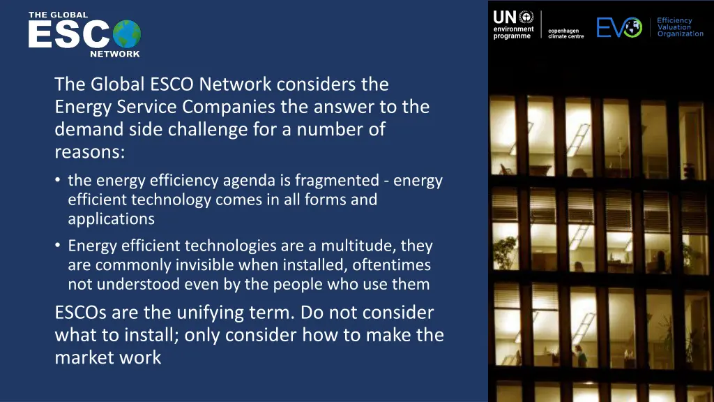 the global esco network considers the energy