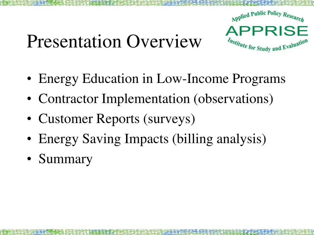 presentation overview