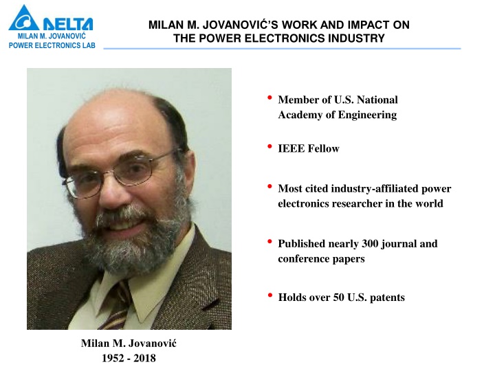 milan m jovanovi s work and impact on the power