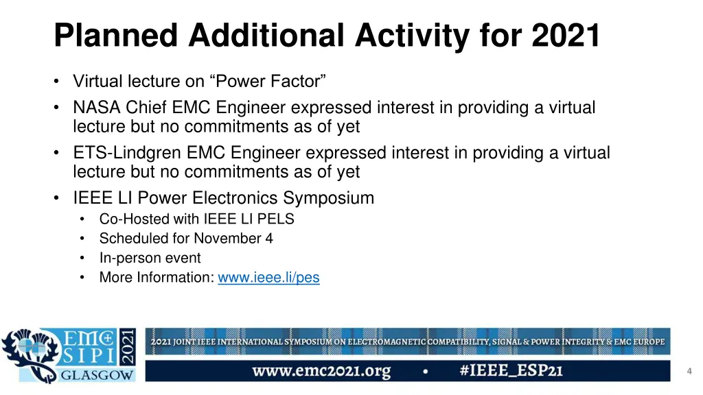 planned additional activity for 2021