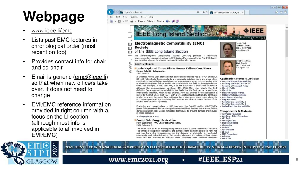 webpage www ieee li emc lists past emc lectures