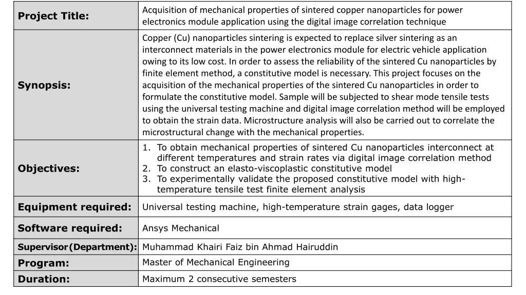 acquisition of mechanical properties of sintered