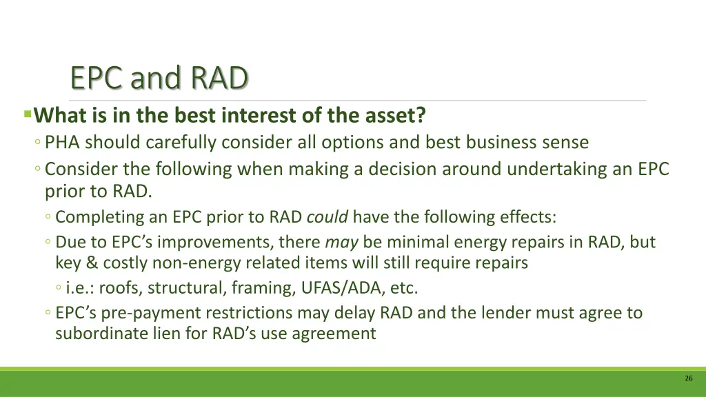 epc and rad what is in the best interest