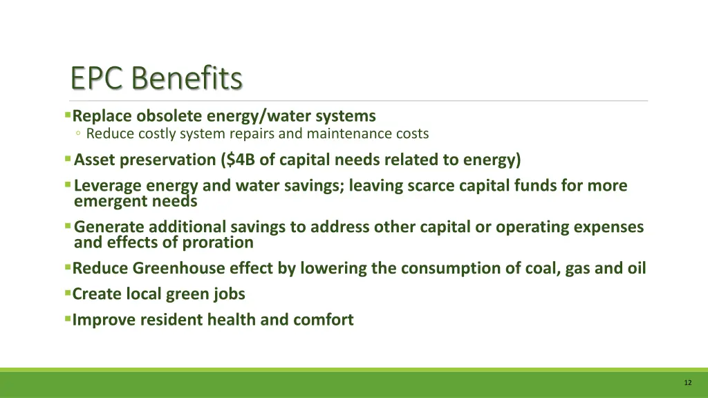 epc benefits replace obsolete energy water