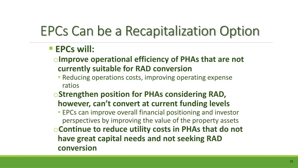 epcs can be a recapitalization option epcs will