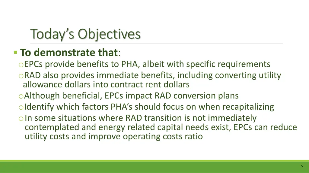 today s objectives to demonstrate that o epcs