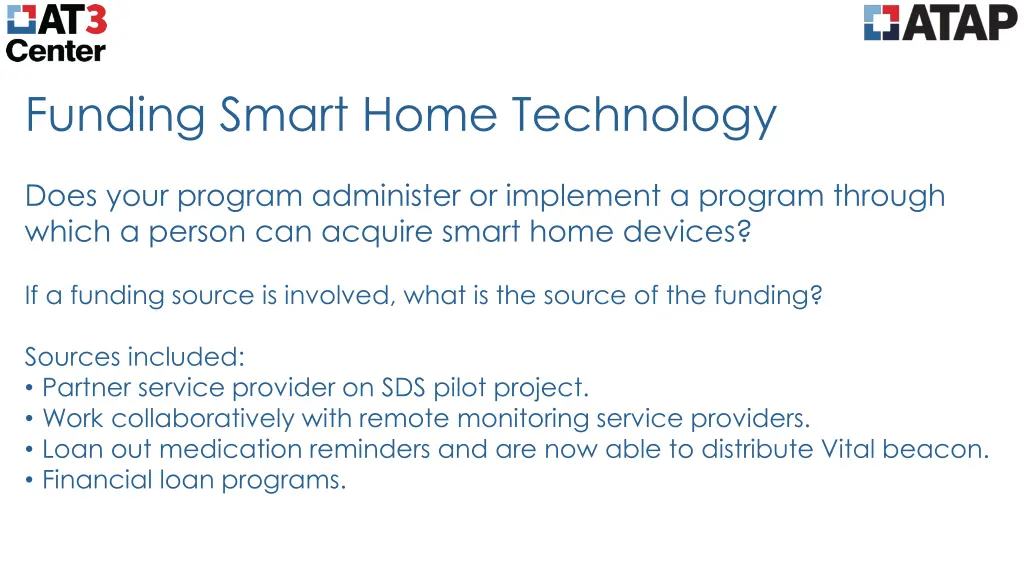 funding smart home technology