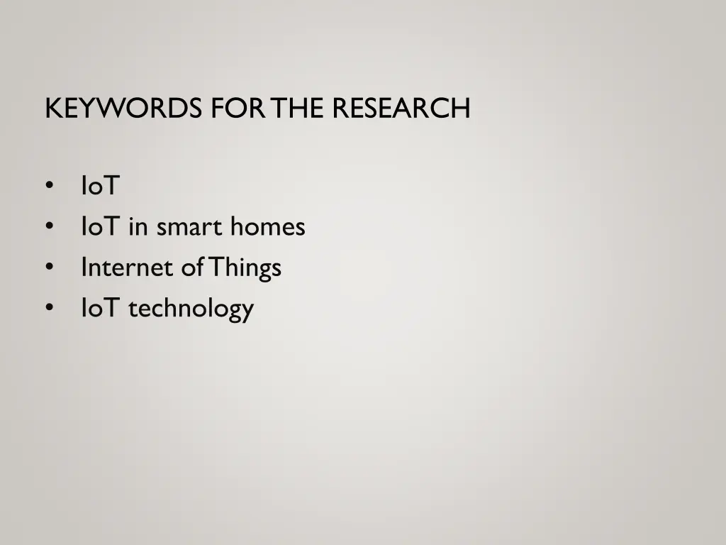 keywords for the research