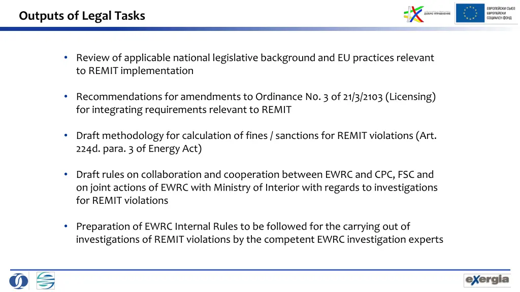 outputs of legal tasks