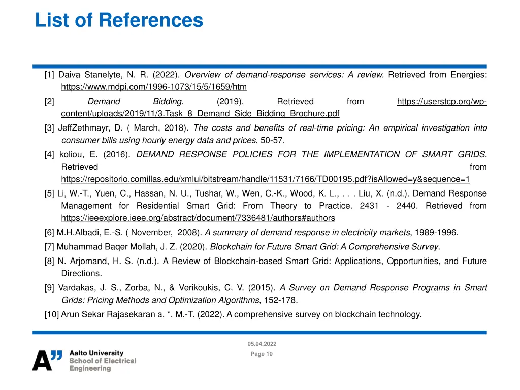 list of references