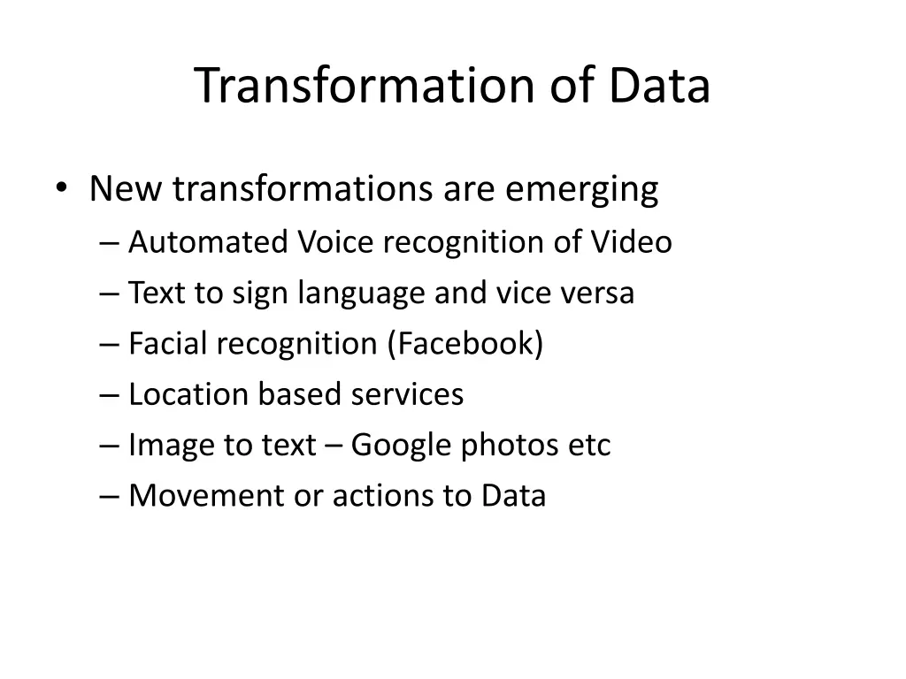 transformation of data