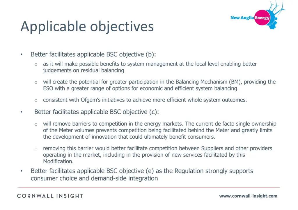 applicable objectives