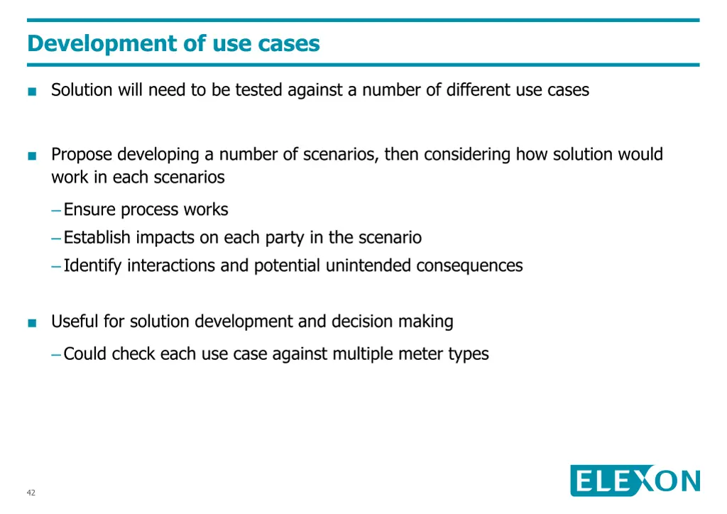 development of use cases
