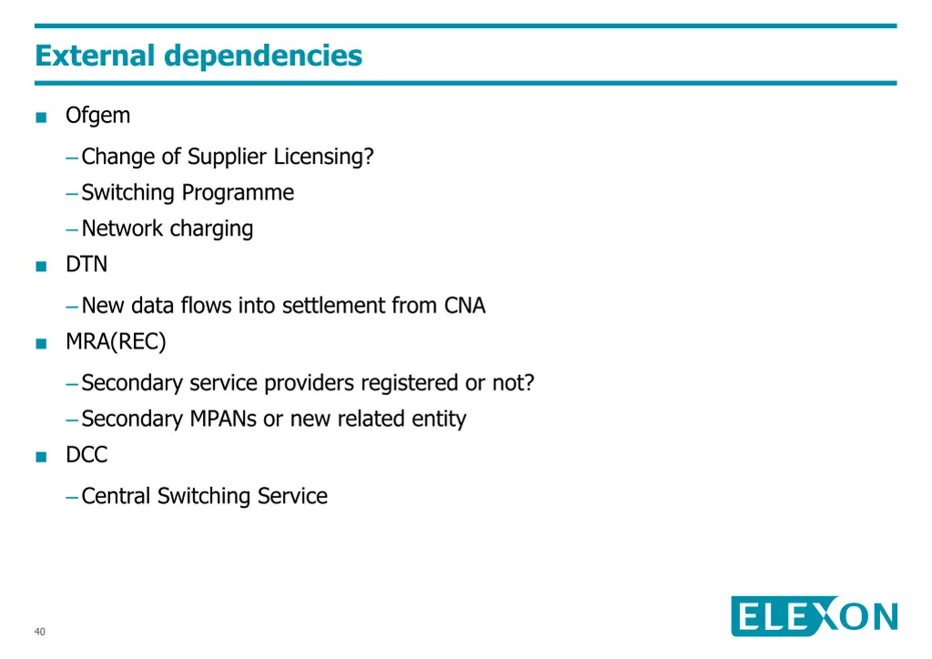 external dependencies