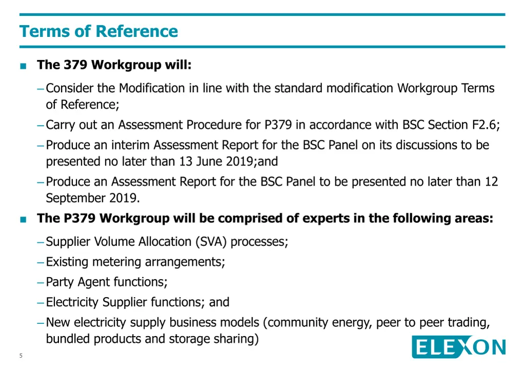 terms of reference