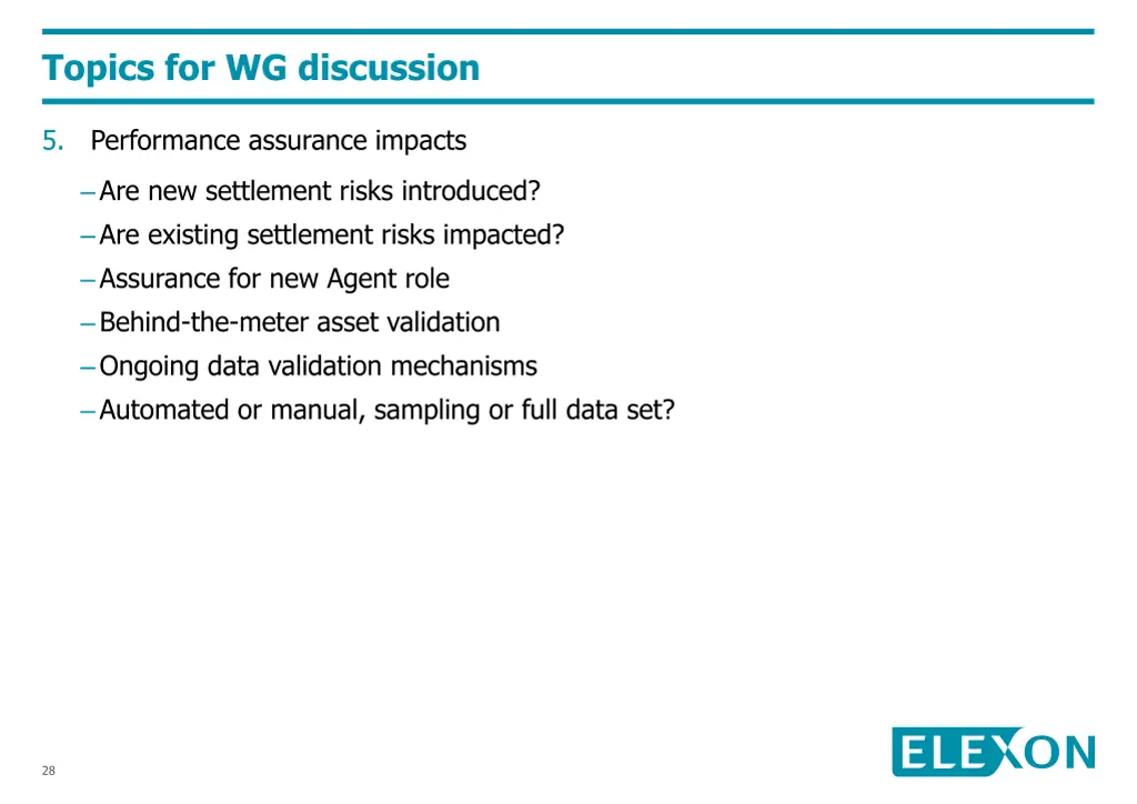 topics for wg discussion 5