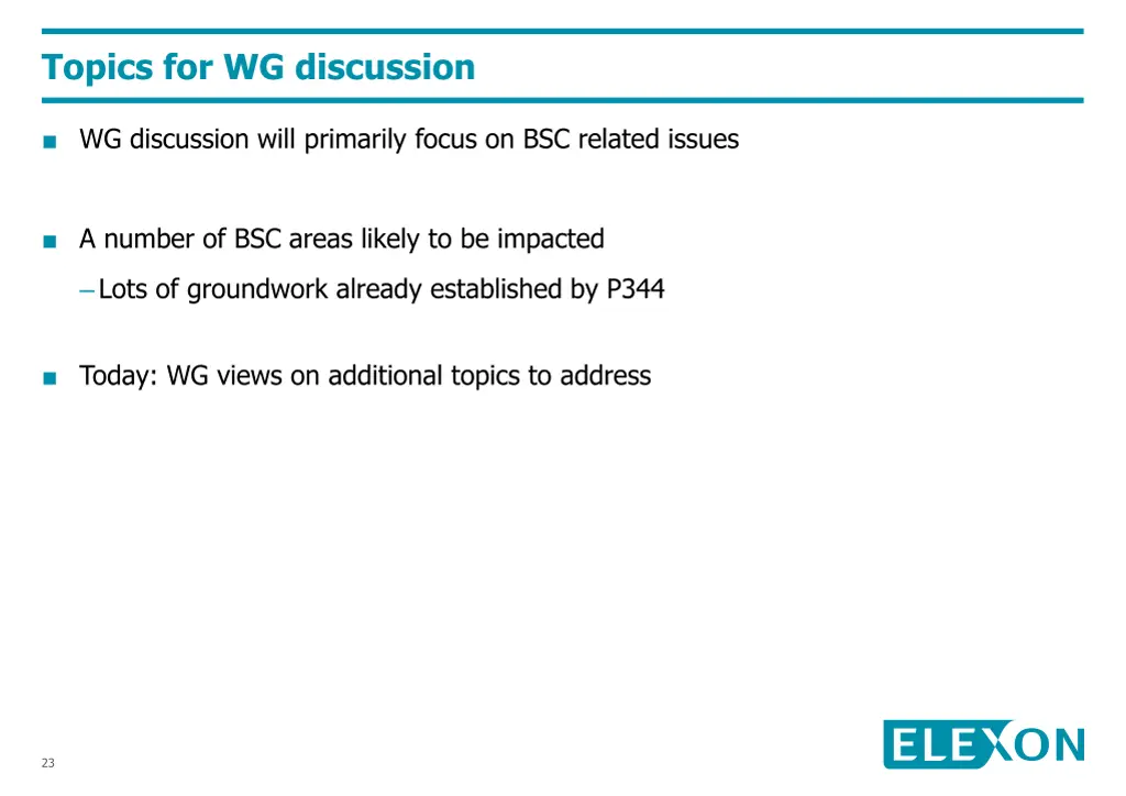 topics for wg discussion