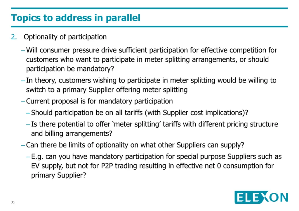 topics to address in parallel 2