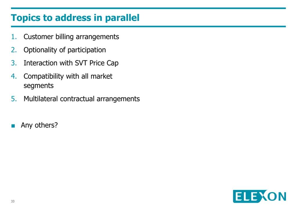 topics to address in parallel