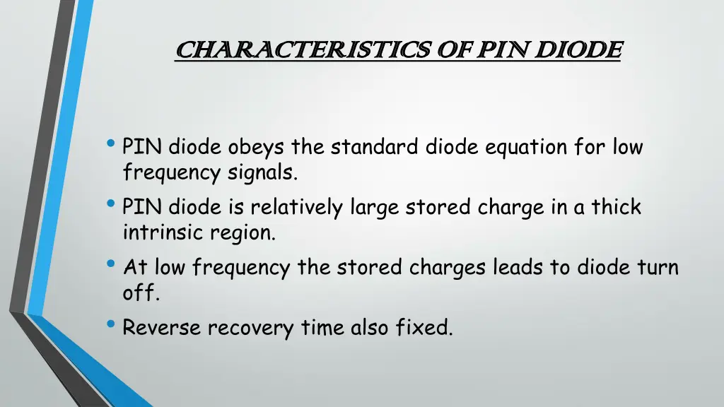 characteristics of pin diode characteristics