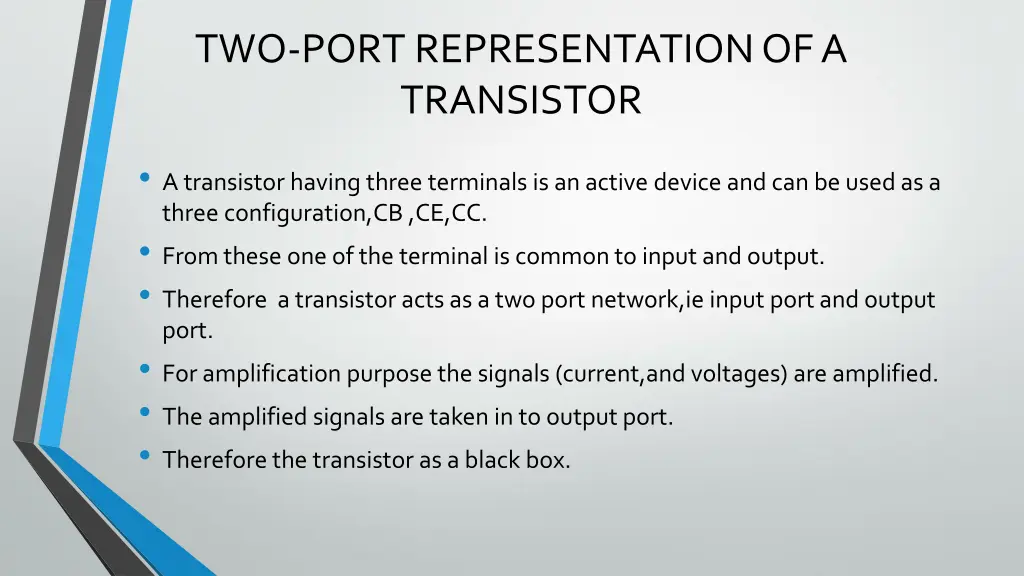two port representation of a transistor