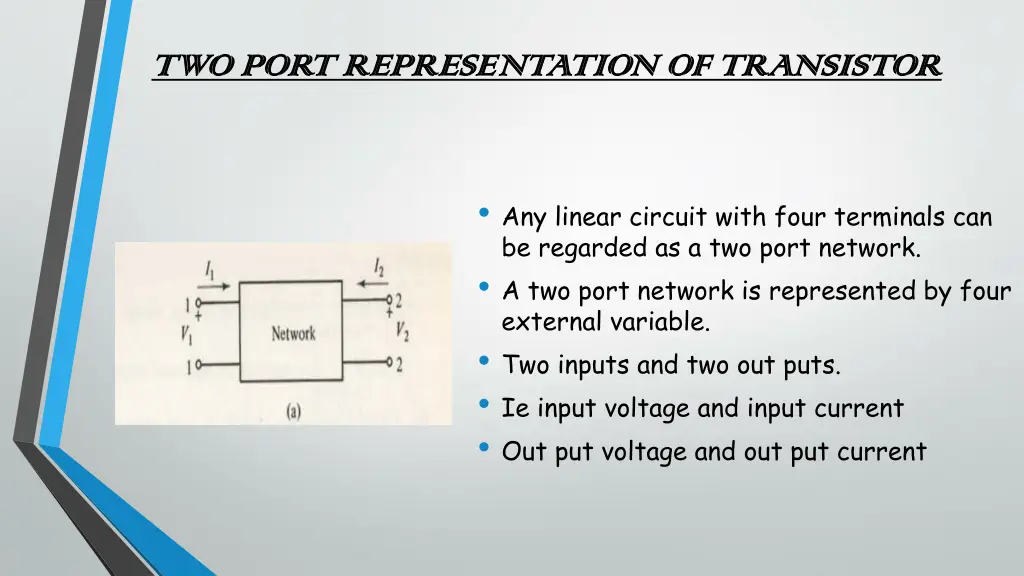 two port representation of transistor two port
