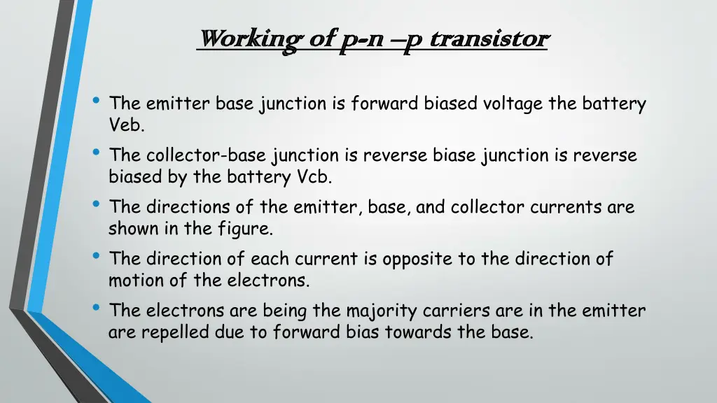 working of p working of p n n p transistor