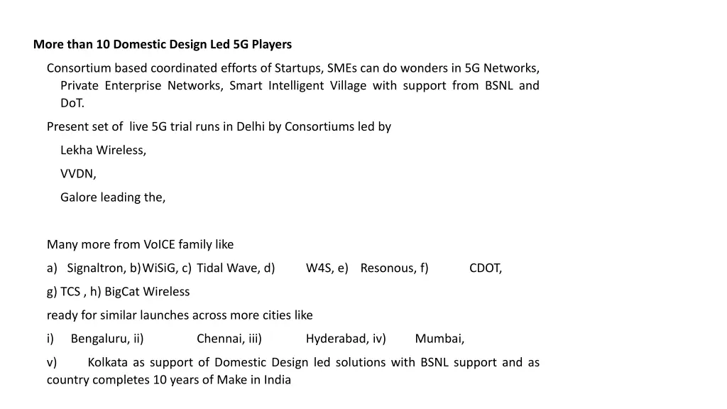 more than 10 domestic design led 5g players