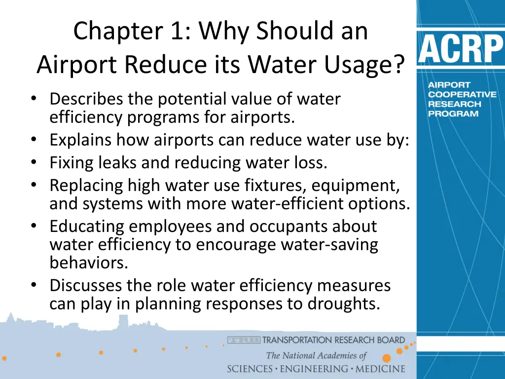 chapter 1 why should an airport reduce its water