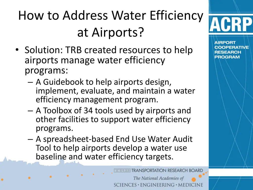 how to address water efficiency at airports