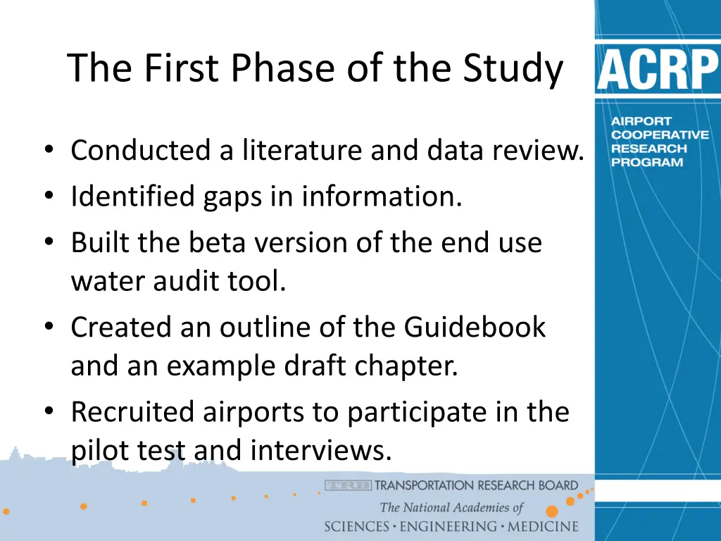 the first phase of the study