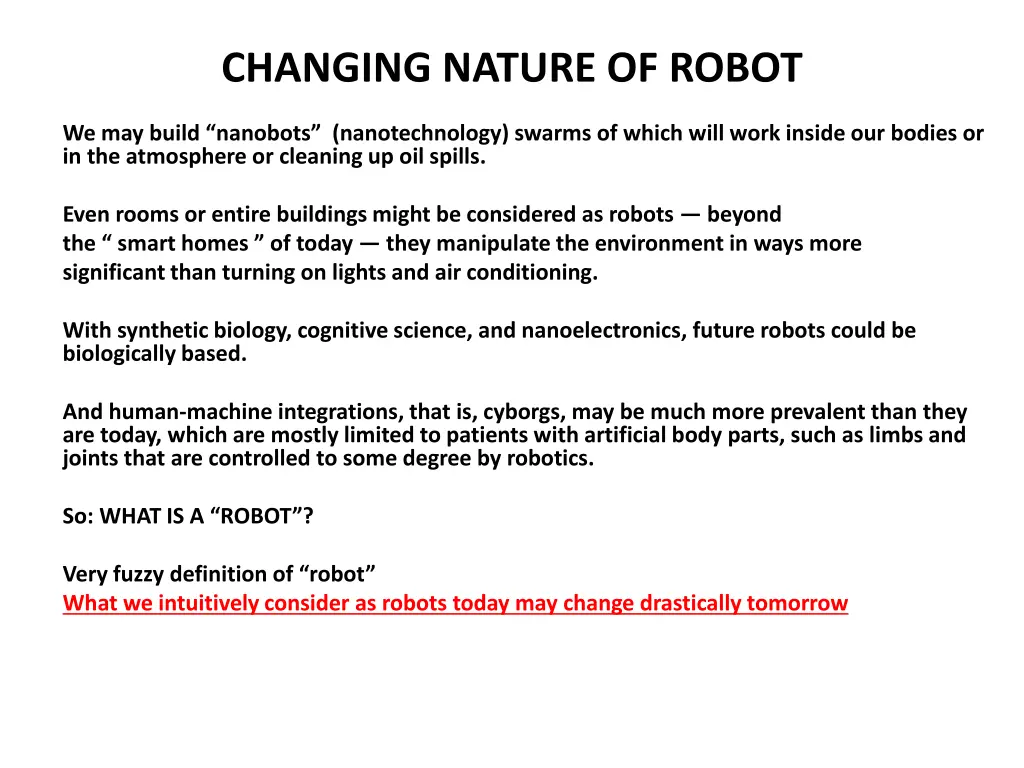 changing nature of robot